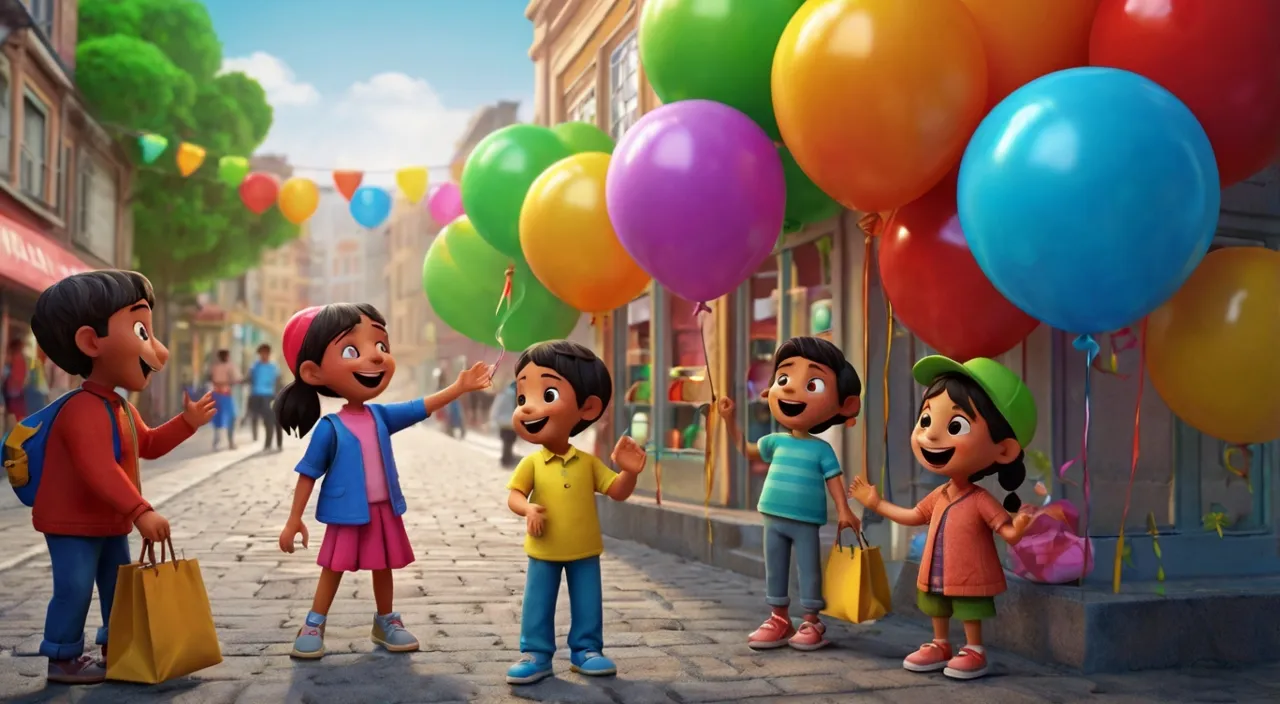 a group of children standing in front of a store