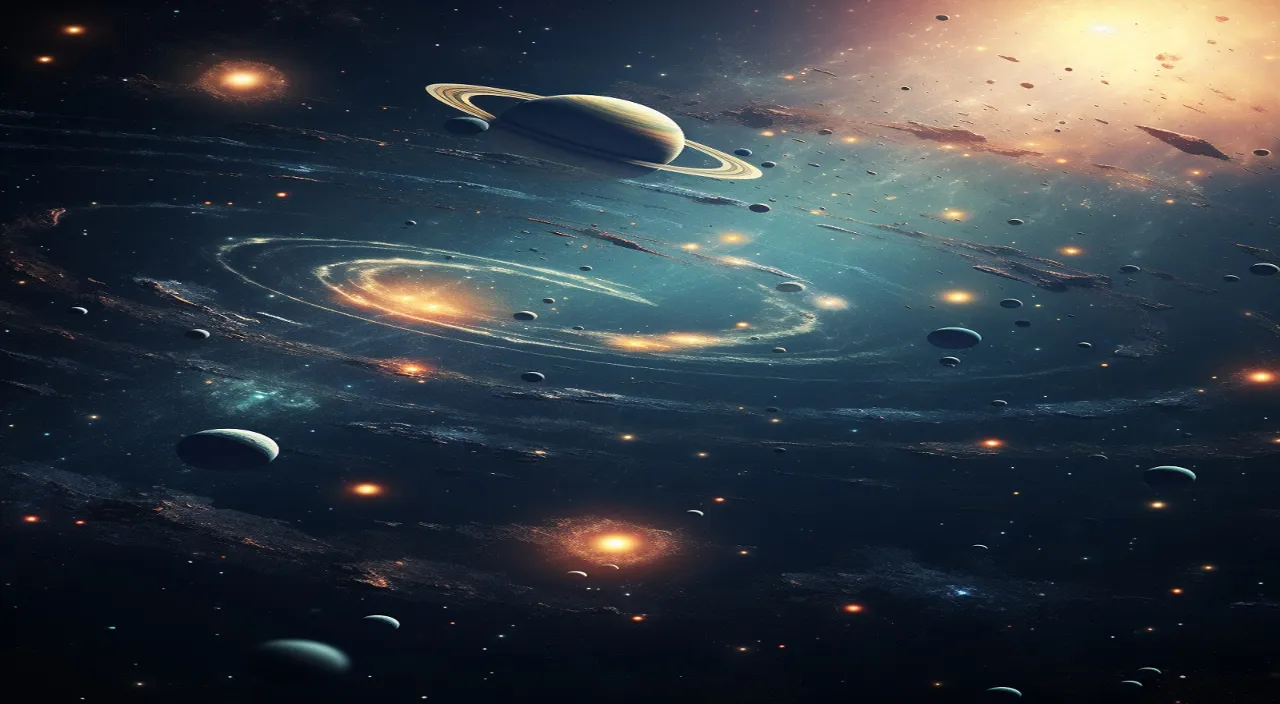 a space scene with planets and stars