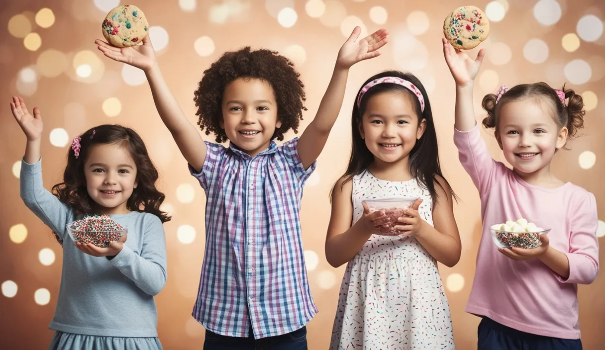 a group of young children holding doughnuts in their hands