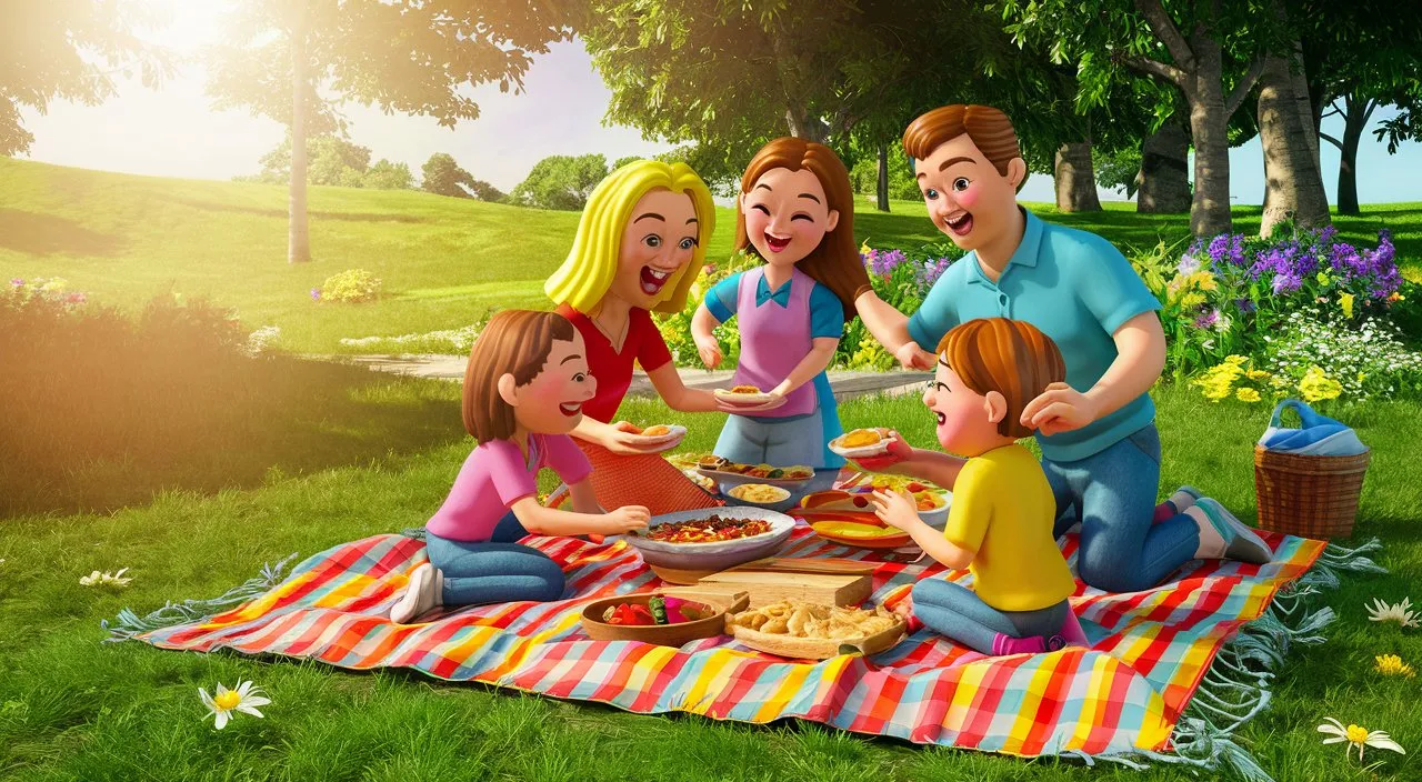 a family having a picnic in the park