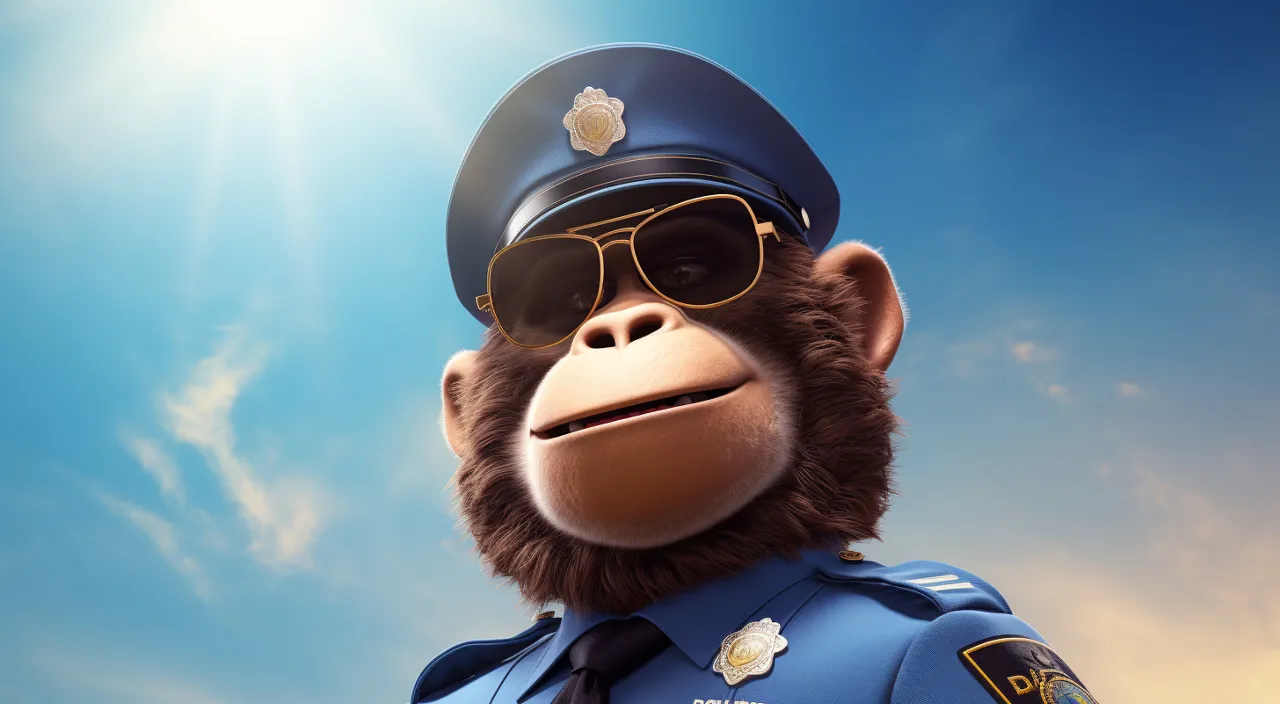 a monkey wearing a police uniform and sunglasses