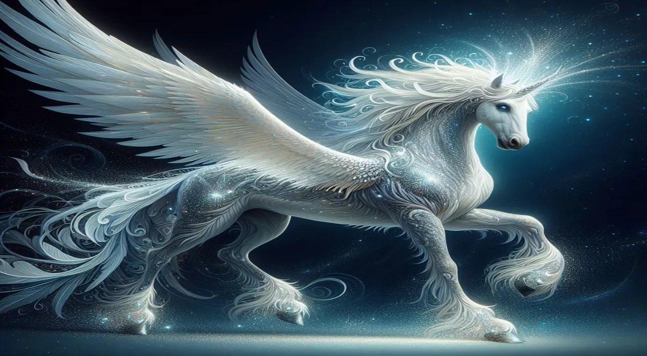 a white horse with wings on its back