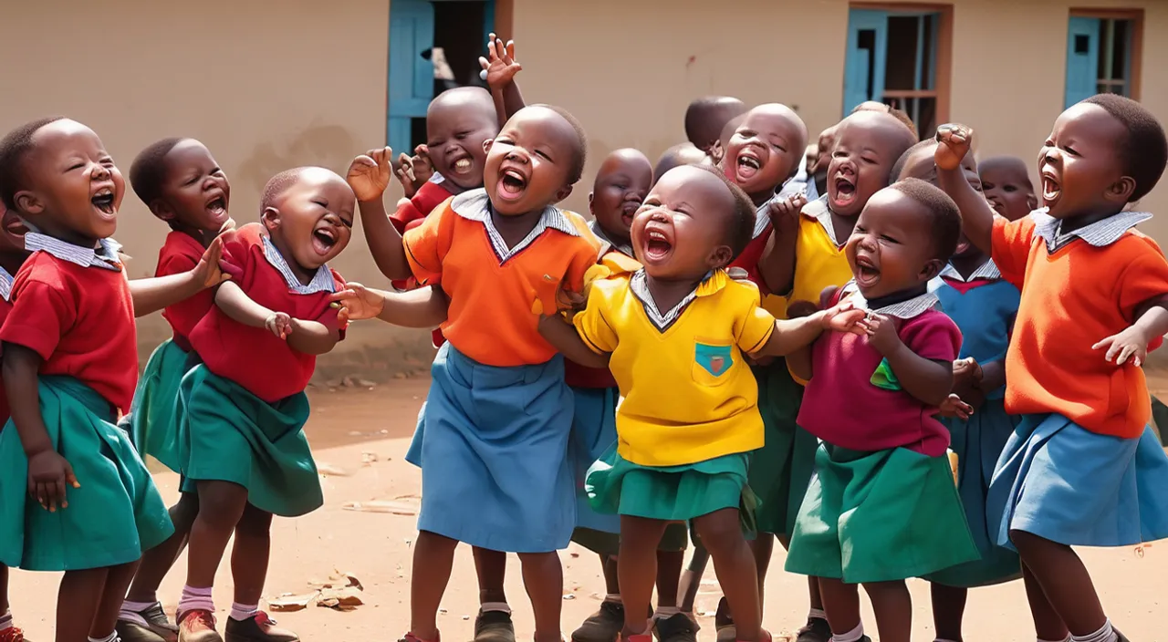 a group of young children standing next to each other