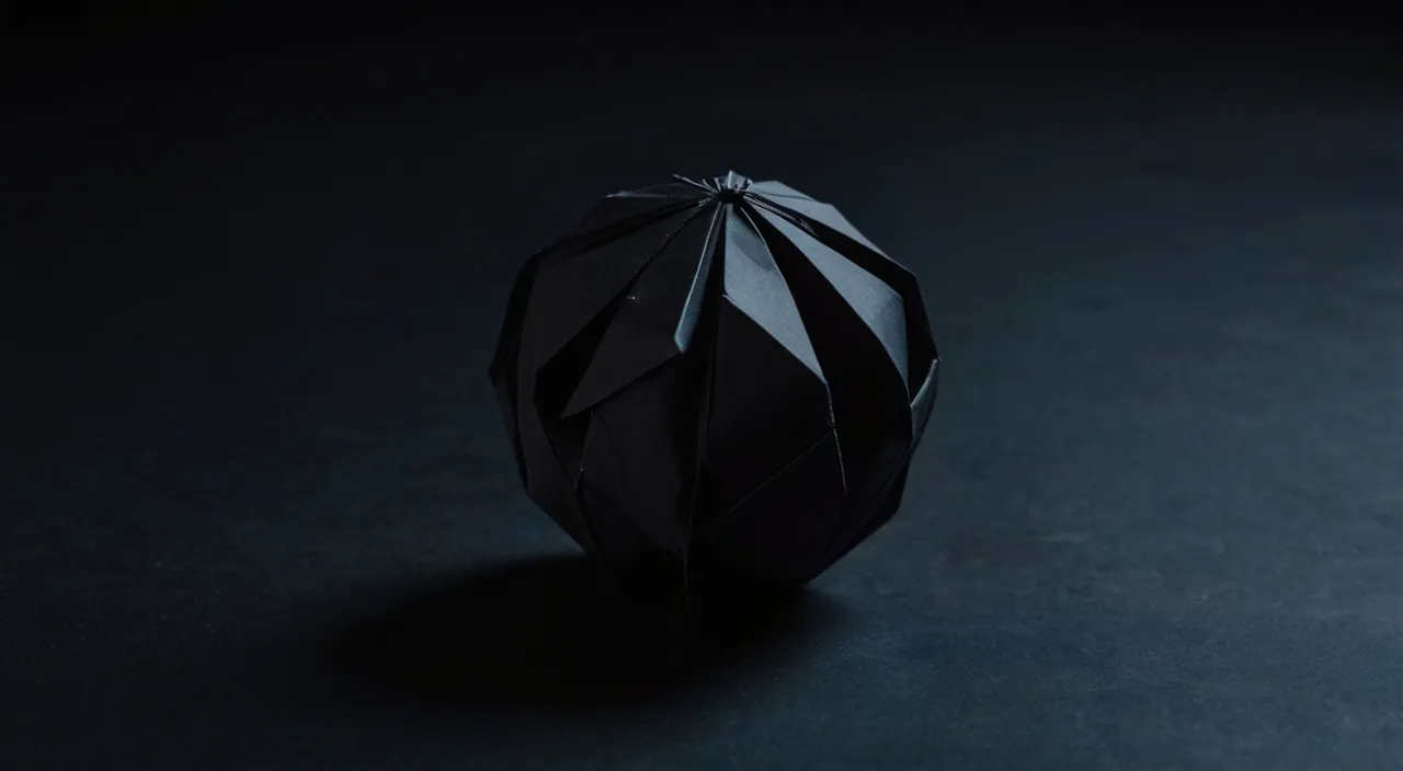 a black origami ball on a black surface