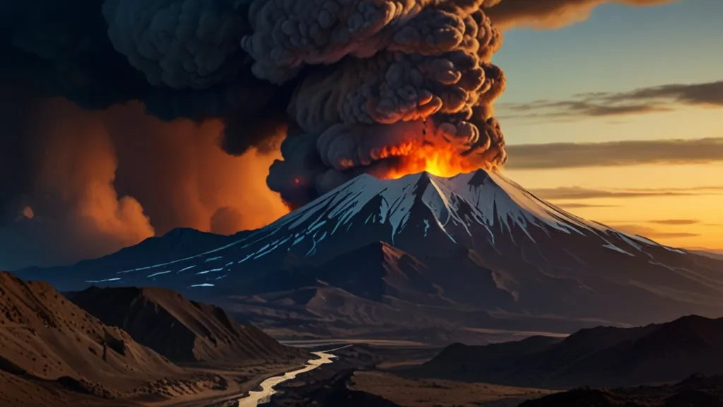 a volcano erupts smoke as it erupts into the sky