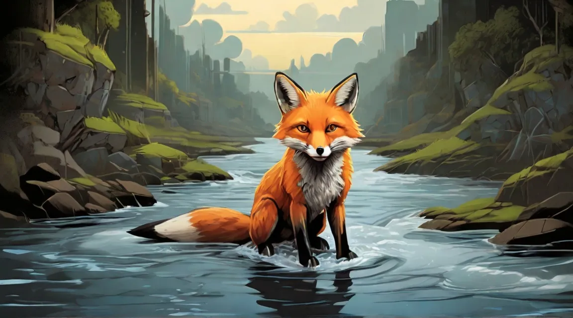 The fox immediately crossed the river and went to the king.