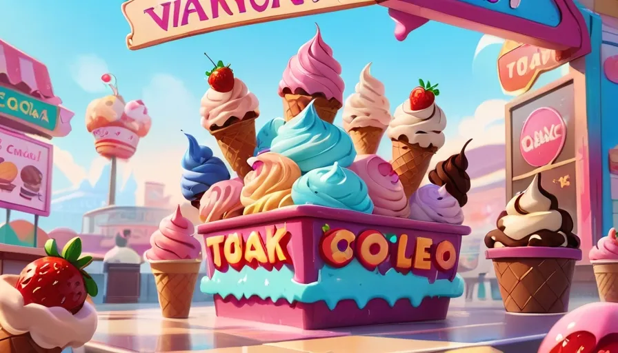 a cartoon picture of a variety of ice creams