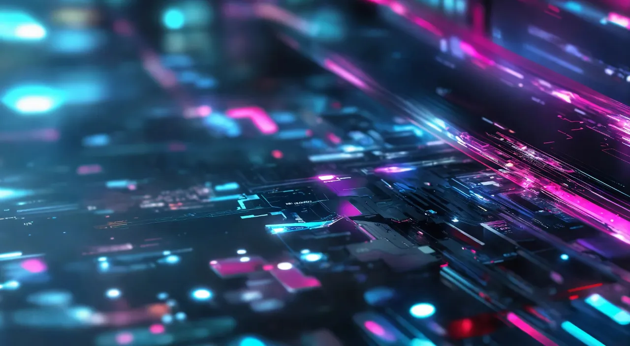 an abstract image of a futuristic city at night light and modern technology of Abstract background