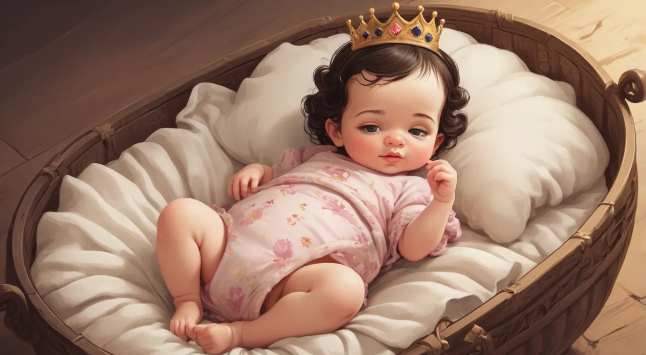 a painting of a baby wearing a crown