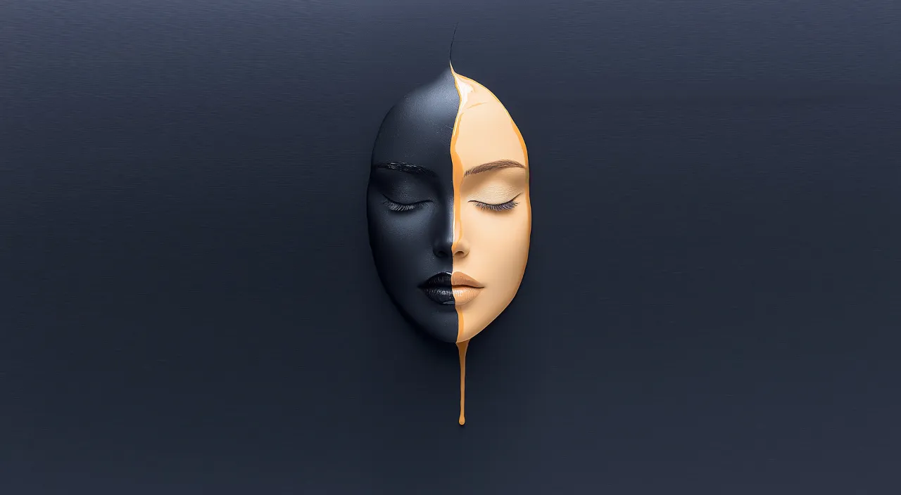 melted mask with a woman's face