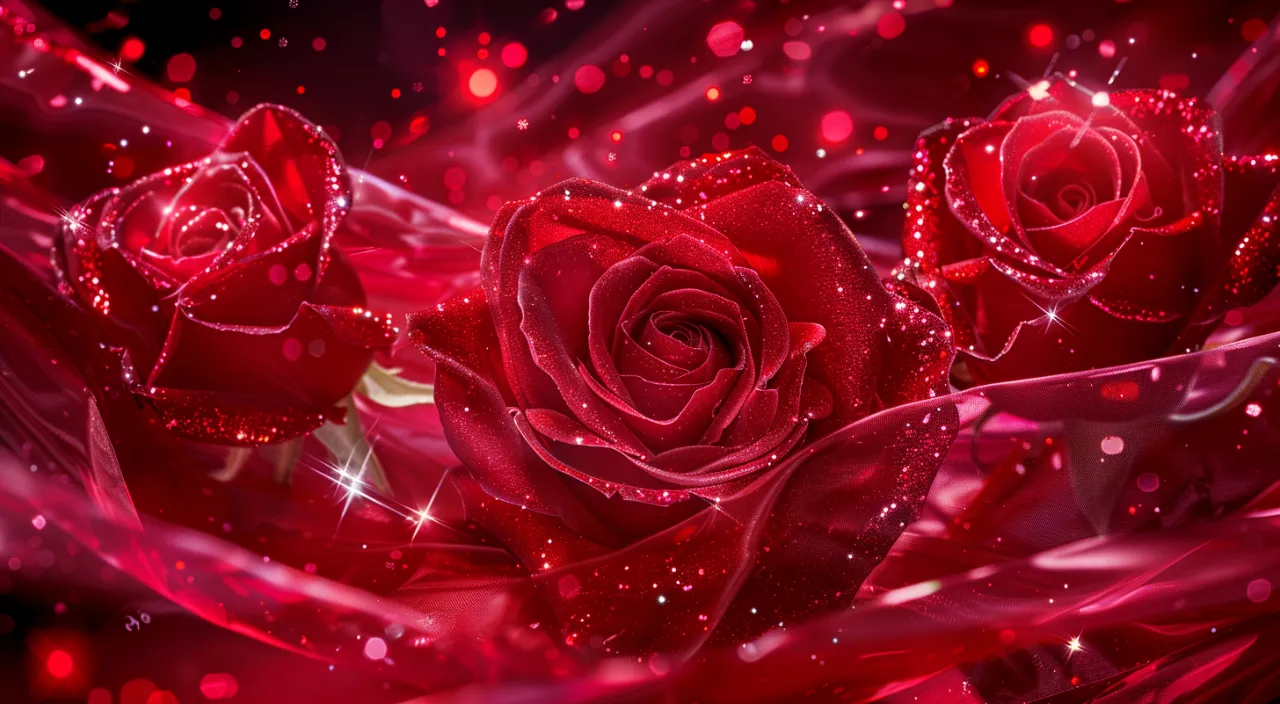 red roses in wavy red liquid