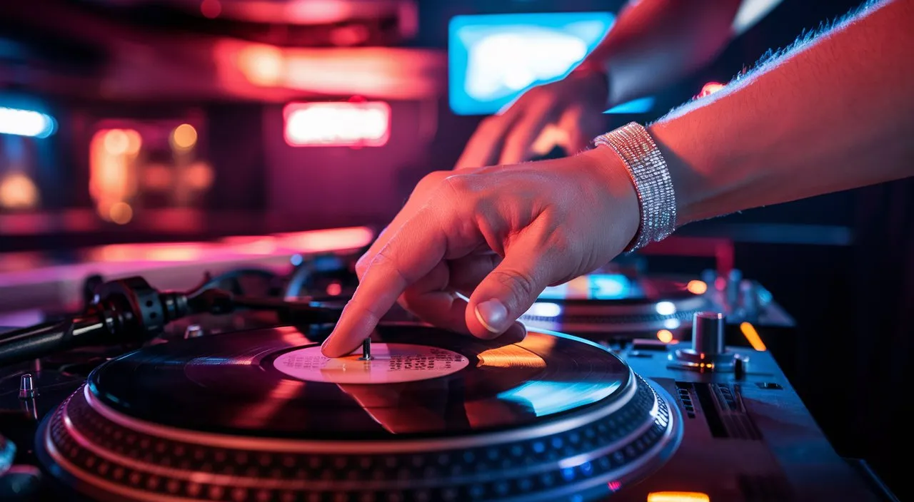 a dj spinning a record on a turntable