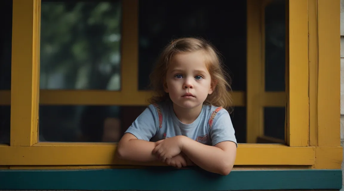 a little girl looking out of a window