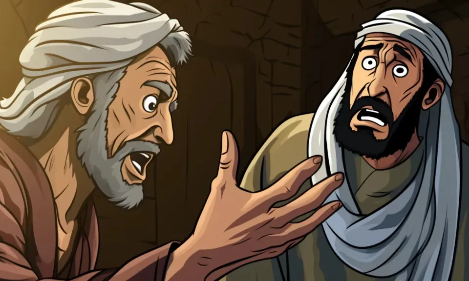 a cartoon of jesus talking to a man