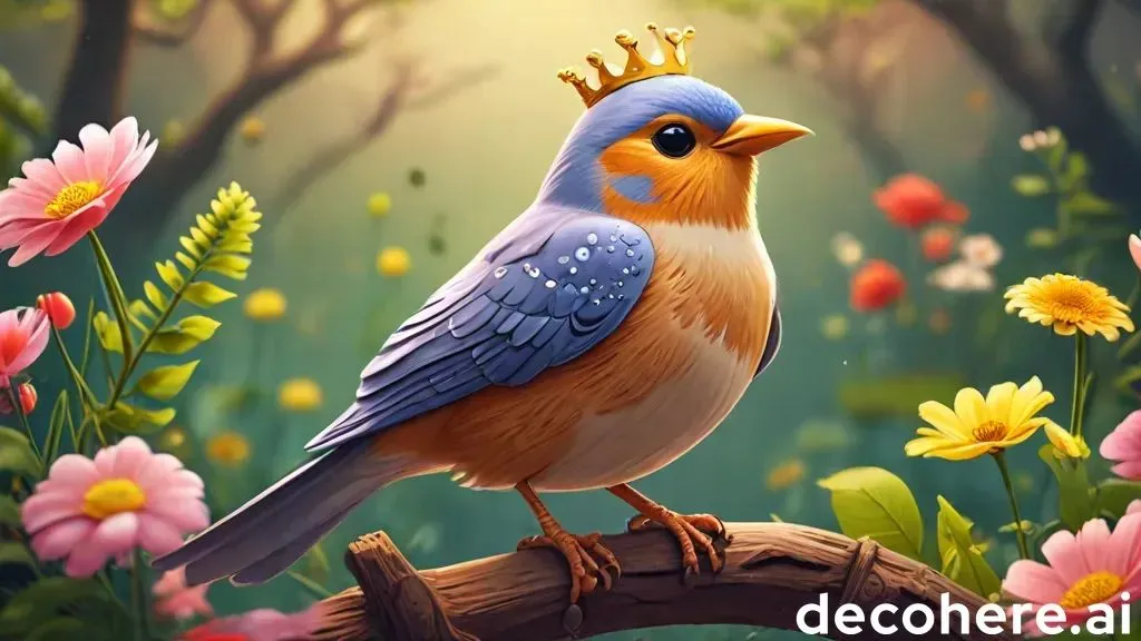 a bird with a crown sitting on a branch