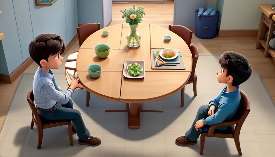 a couple of people sitting at a table with plates of food