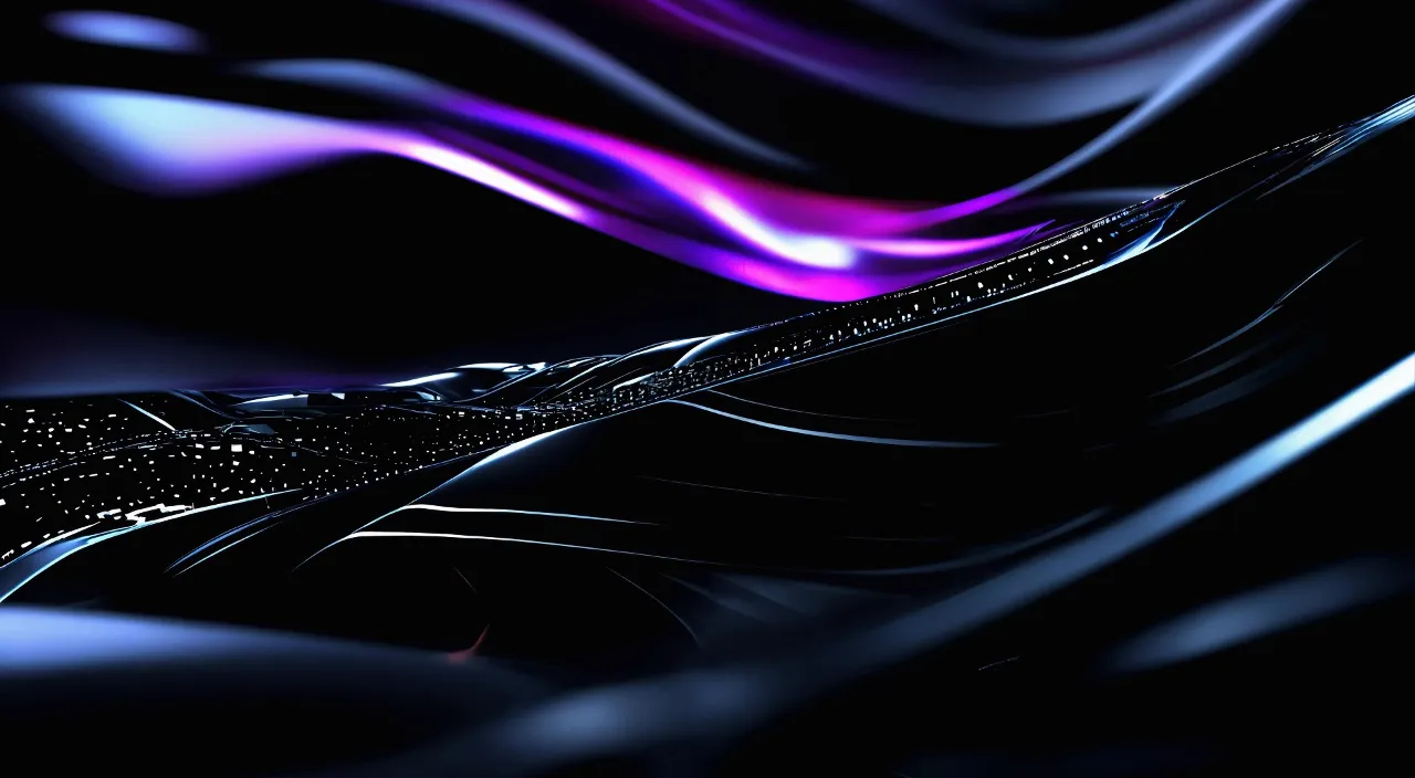 a black background with a purple and blue design