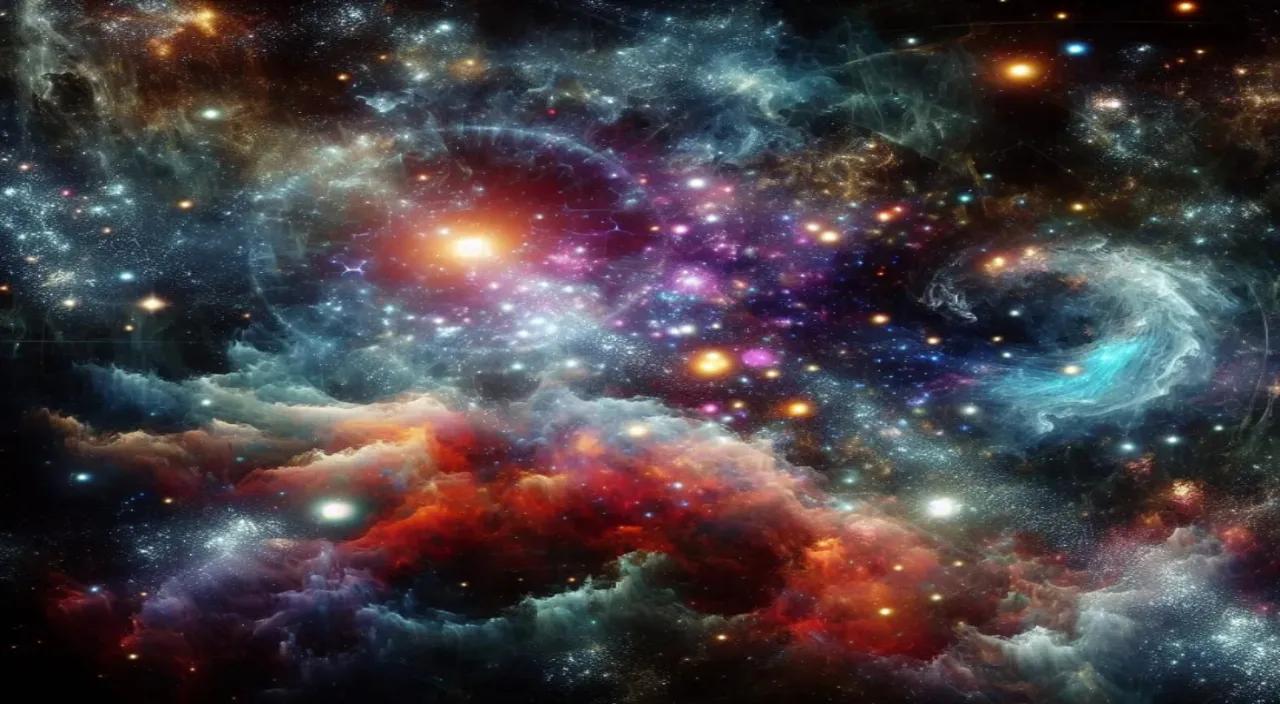 a colorful space filled with lots of stars