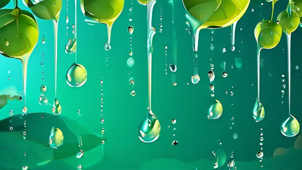 a green background with drops of water