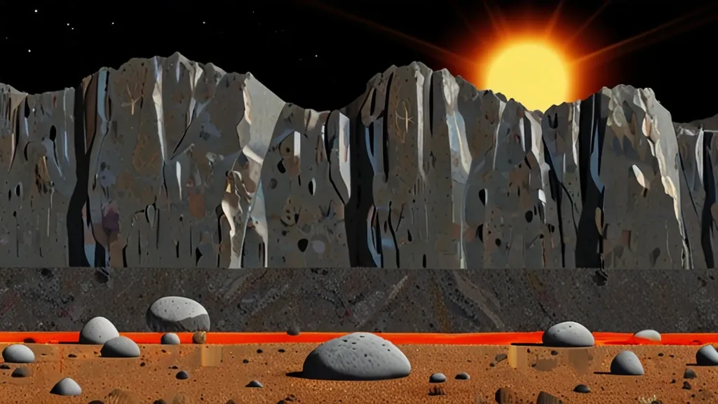 a computer generated image of a rocky landscape