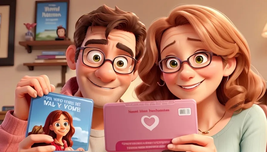 a man and a woman holding up a dvd