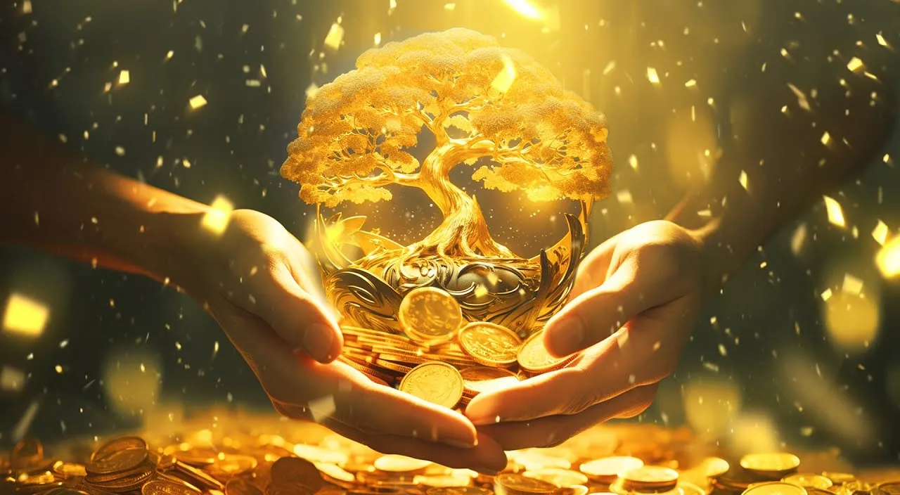 falling money with golden background