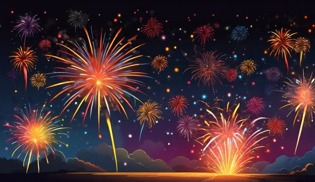 a colorful fireworks display in the night sky