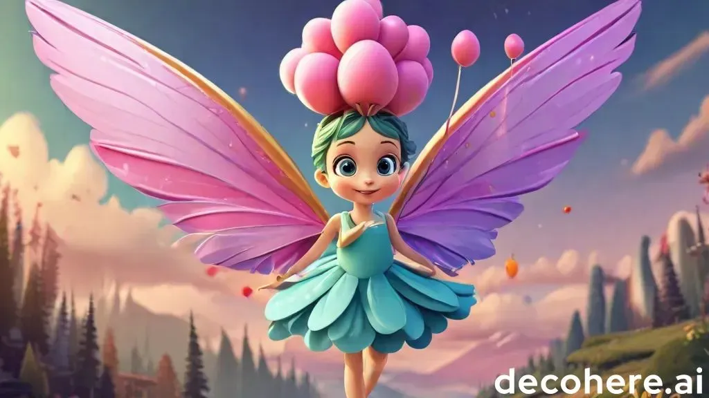 a cartoon fairy with pink flowers on her head