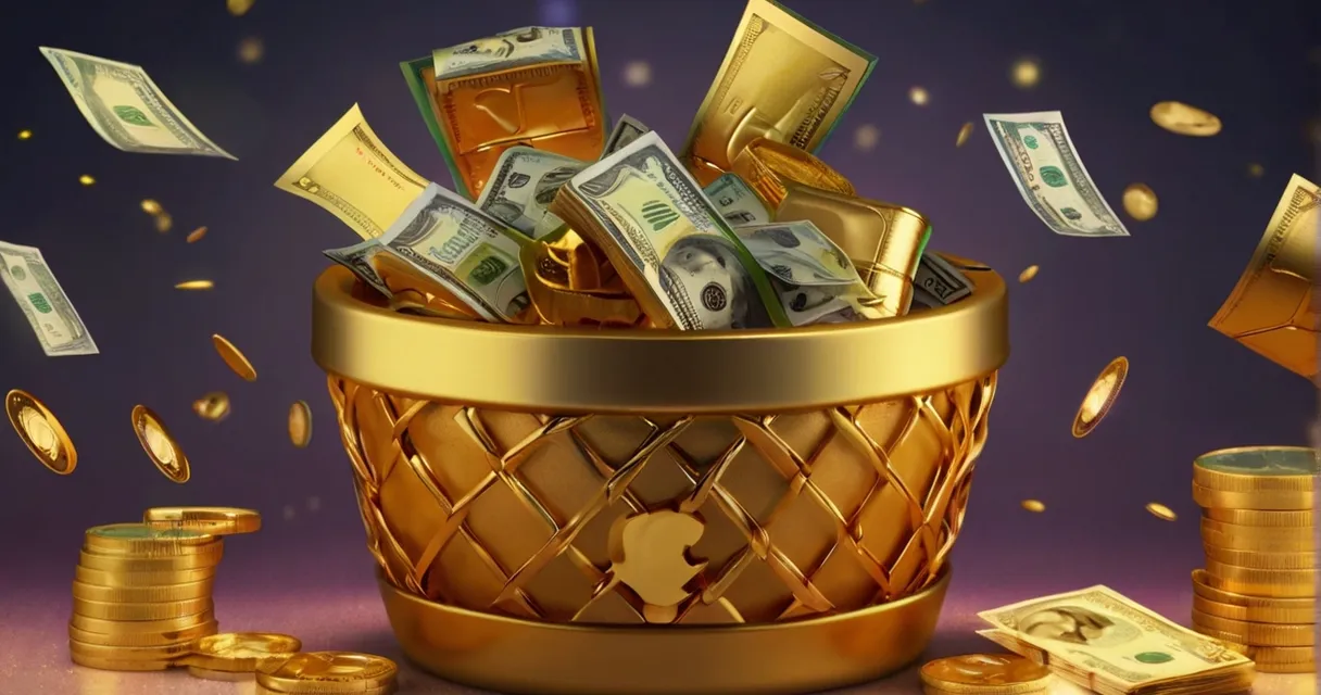 Create a Money with a golden background, 8k, size of 1920x1080, colorful
