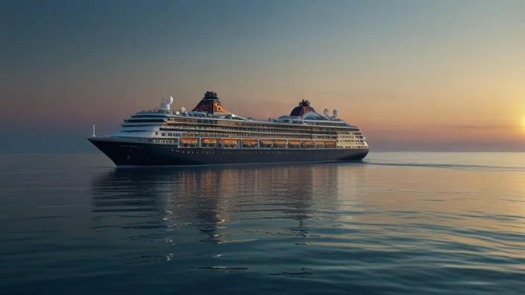 a large cruise ship in the middle of the ocean