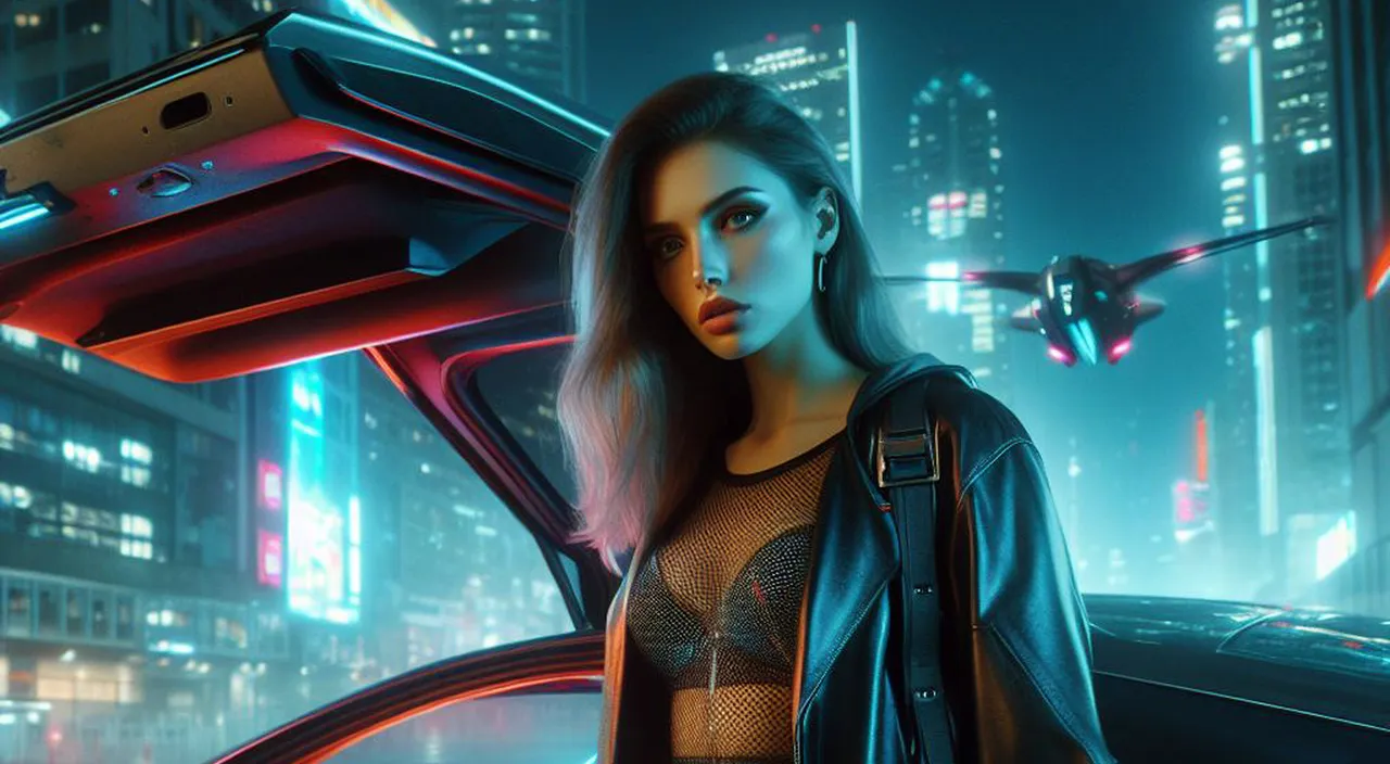 a woman standing in front of a futuristic city