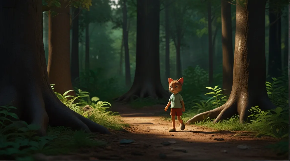 a little fox standing in the middle of a forest