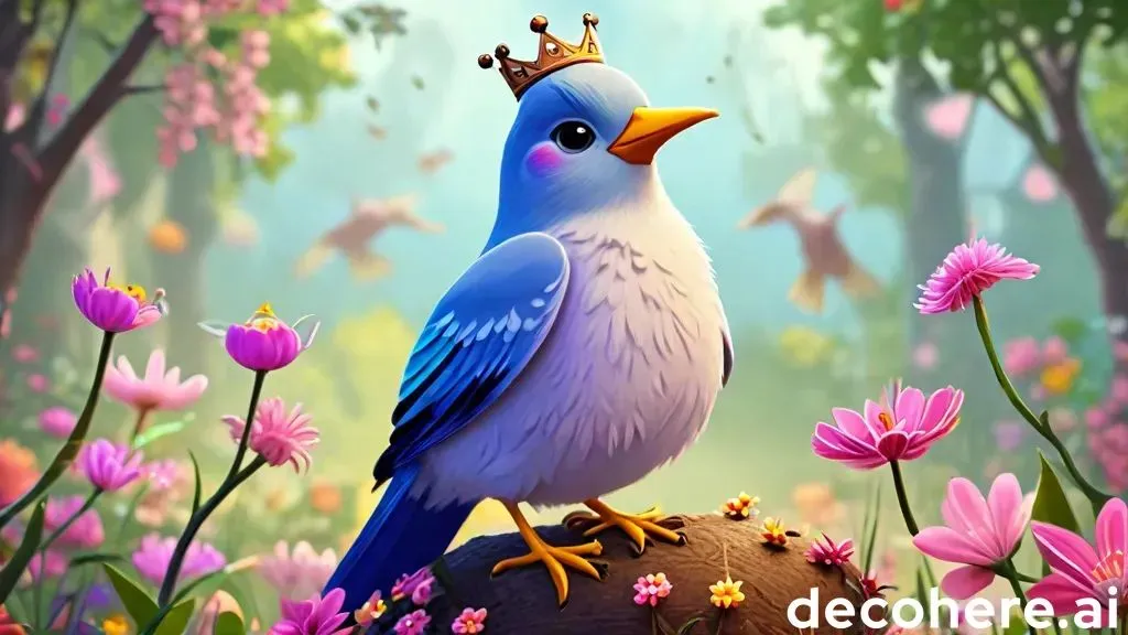 a blue bird with a crown sitting on a rock