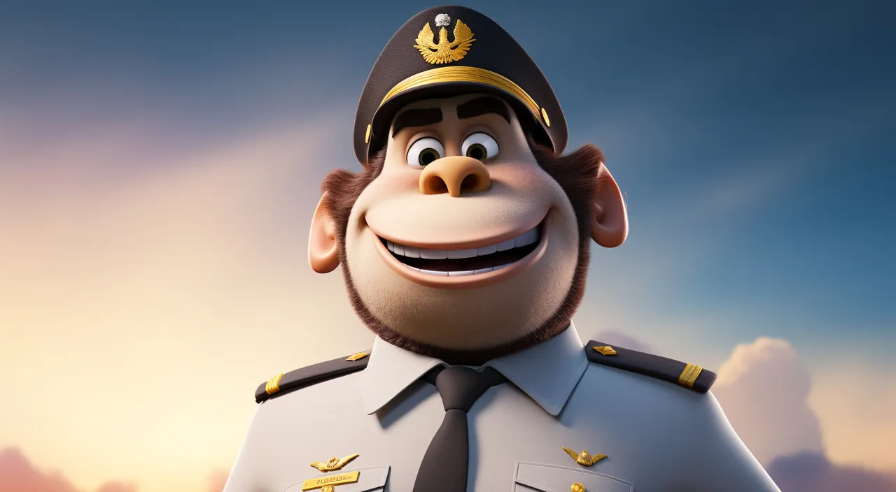 a cartoon character dressed in a military uniform Moves his mouth