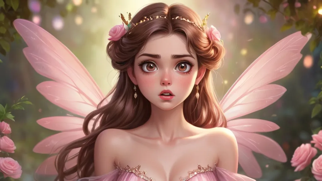 a fairy with a pink dress and a tiara