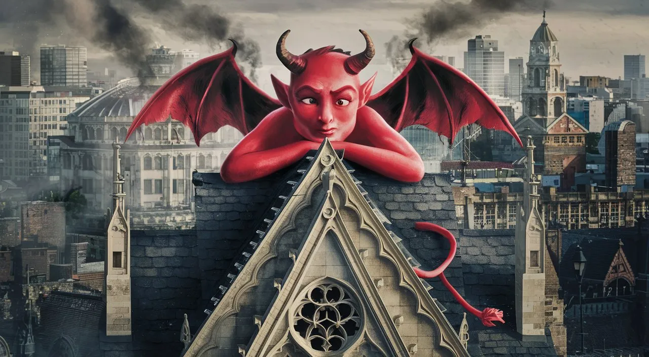 a red dragon on top of a building