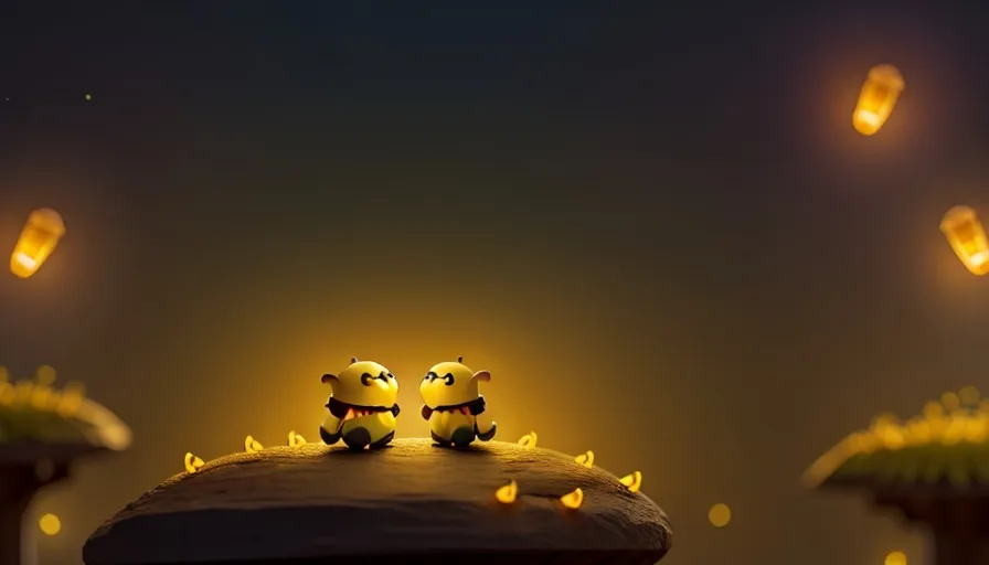 Fireflies dancing in the darkness, their twinkling lights a reminder of the enduring magic of love.