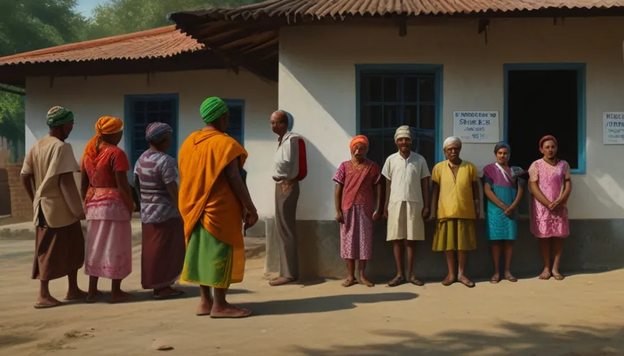 a group of people standing in front of a building