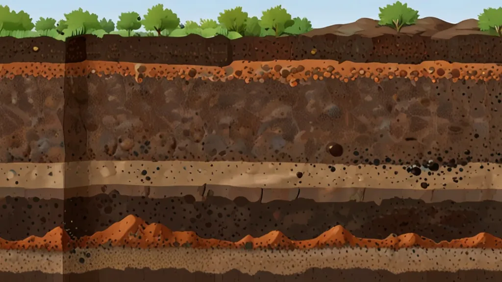 a section of earth with layers of soil and trees