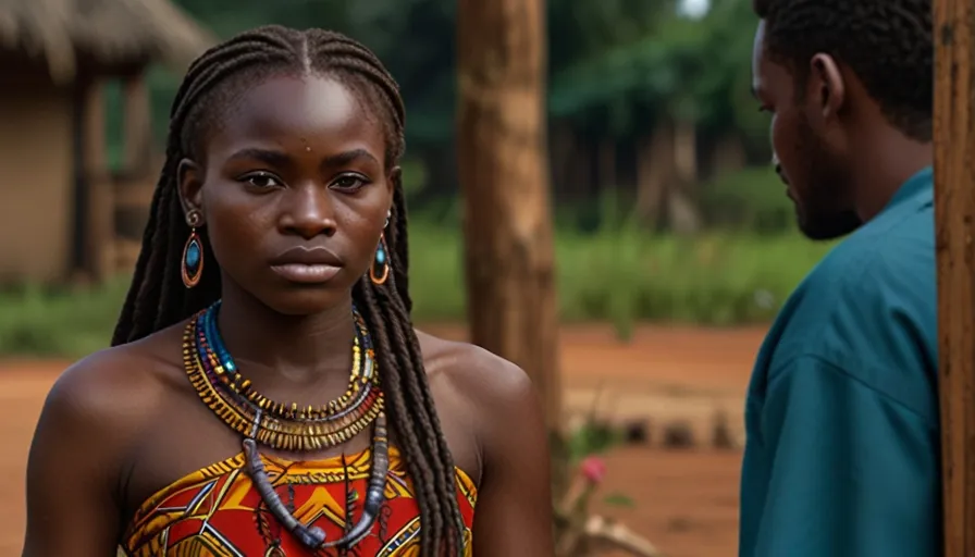 a woman with braids standing next to a man