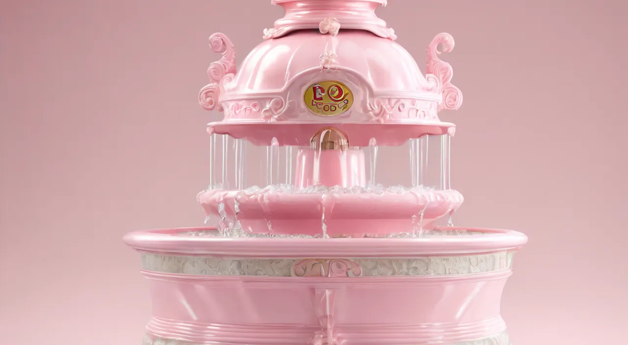 a pink and white water fountain on a pink background