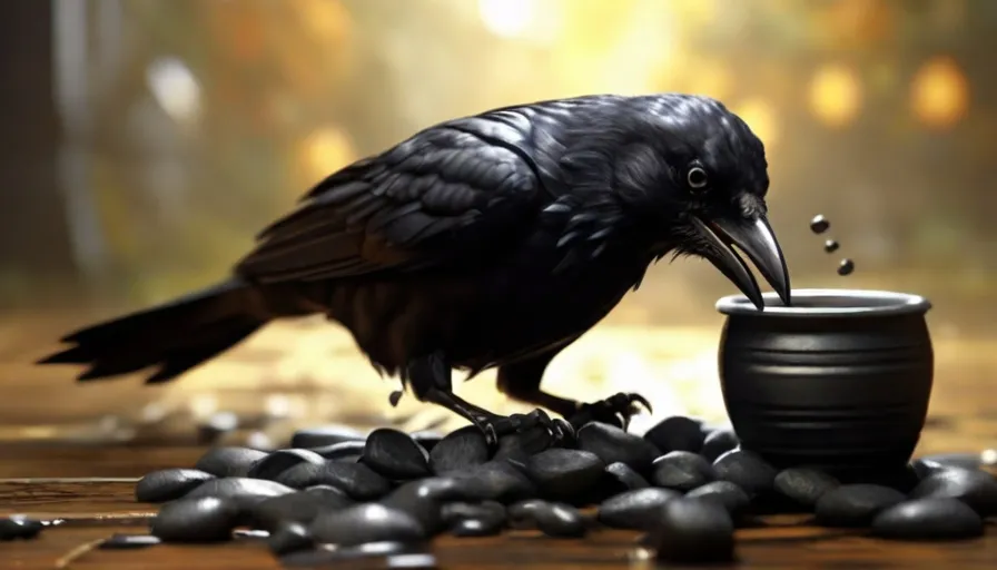 a crow drinking water from brown colour indian style ghada