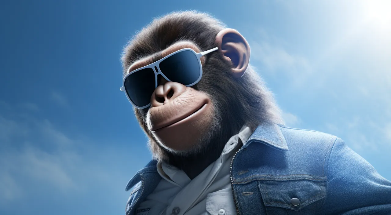 a monkey wearing sunglasses and a denim jacket