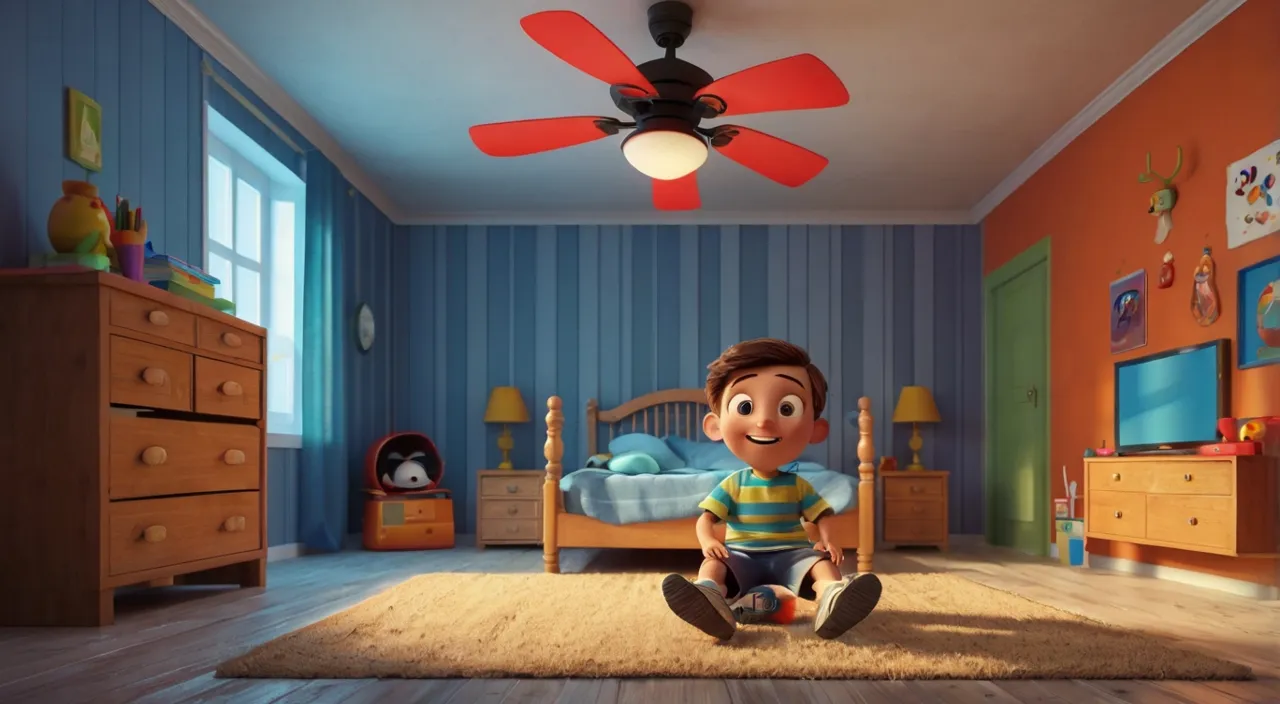 a boy sitting on the floor in a bedroom