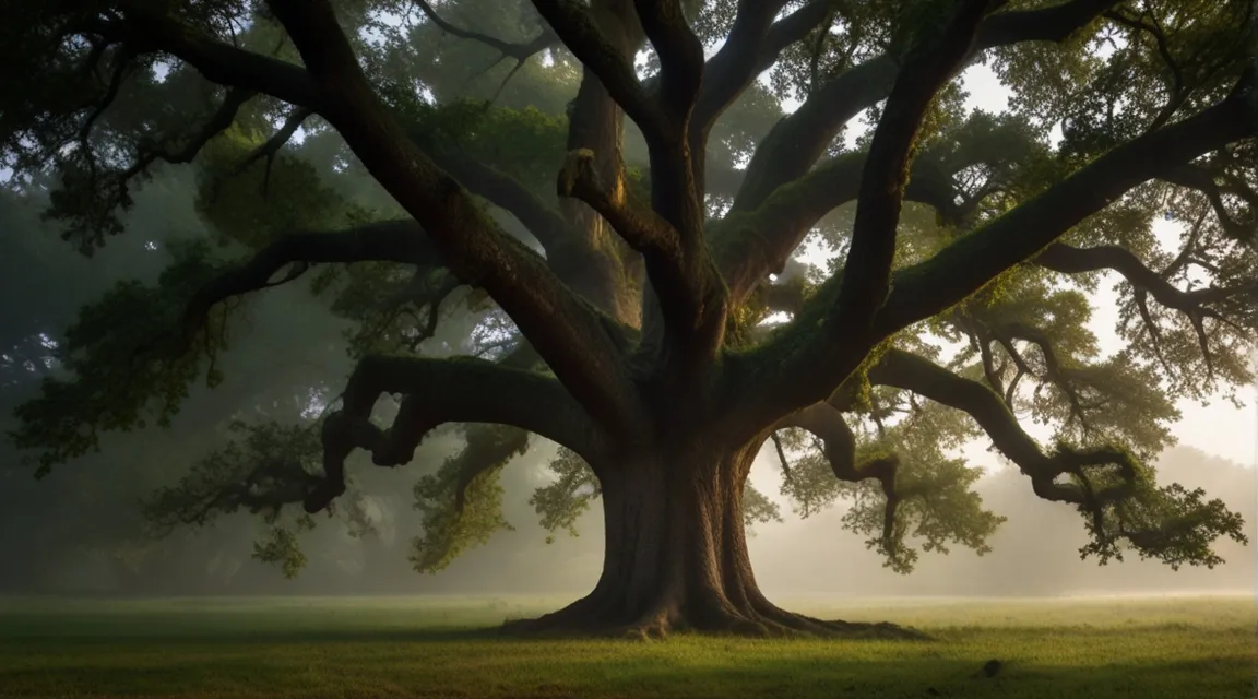 a large tree in the middle of a field