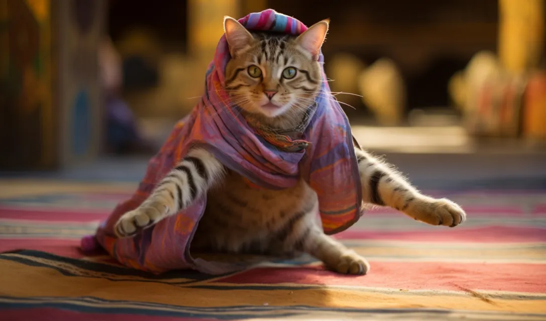 a cat with a scarf around its neck