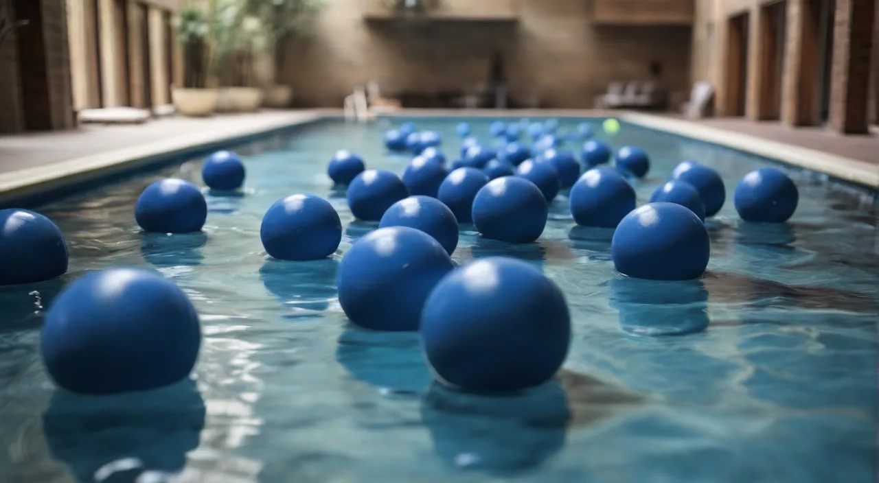 a pool filled with lots of blue balls