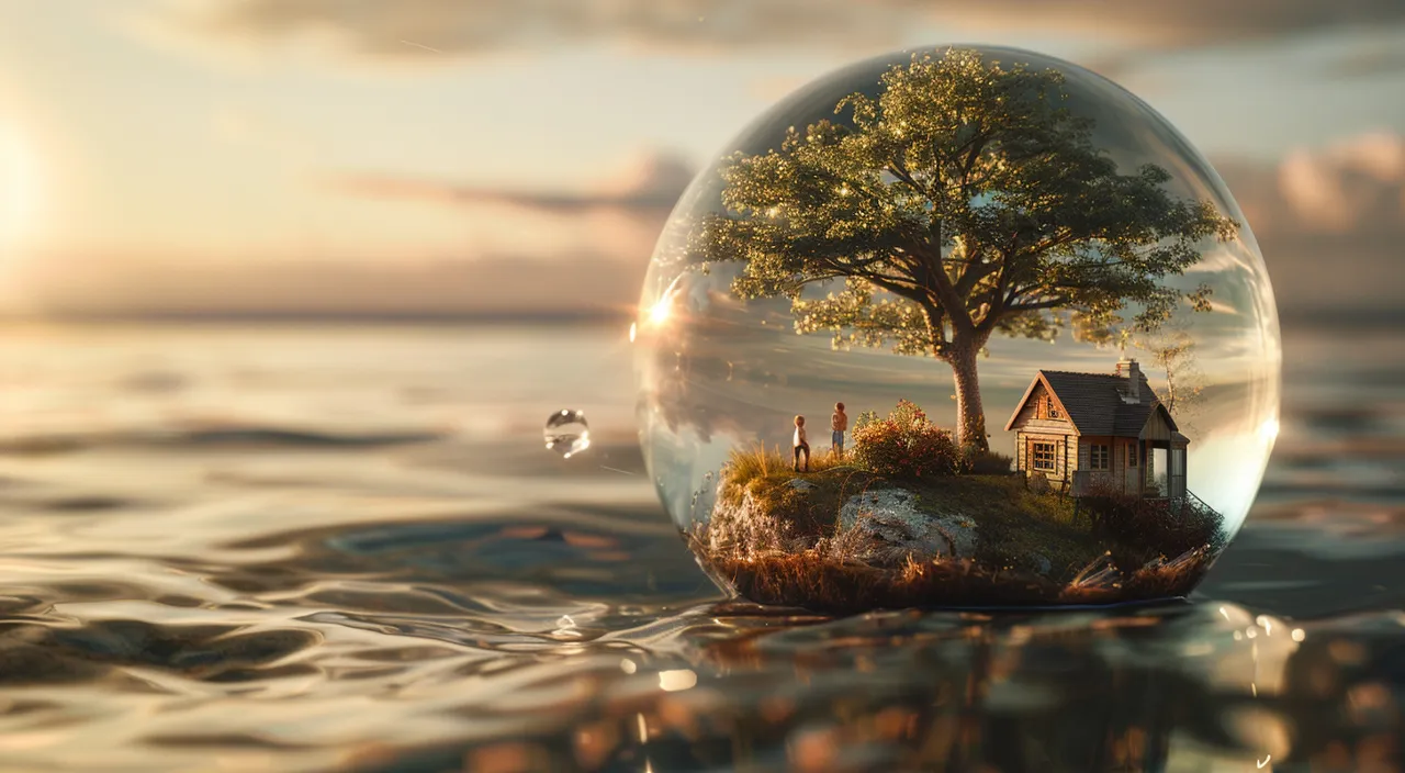 a picture of a house in a glass ball