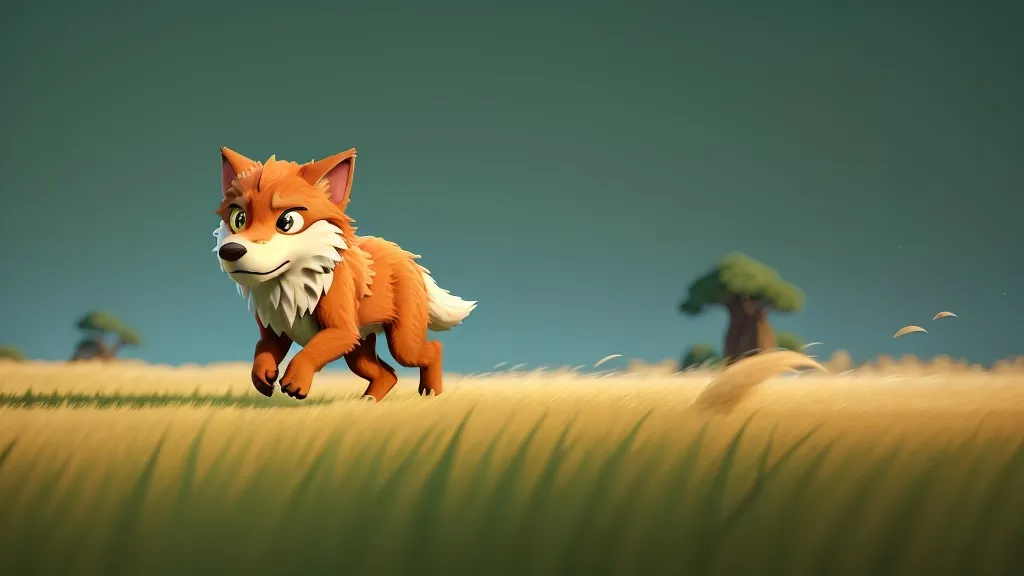 a fox running across a grass covered field