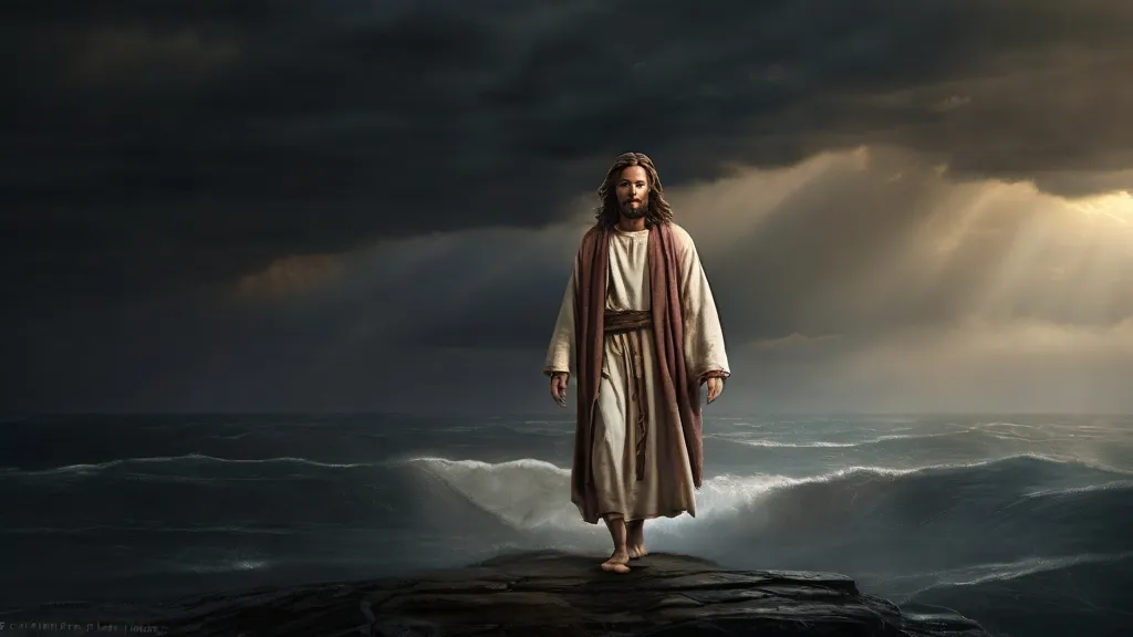 a man standing on top of a rock in the ocean